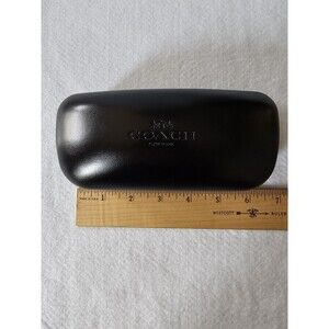 Coach New York Black Leather Hard Clam Shell Eyeglass Sunglass Case